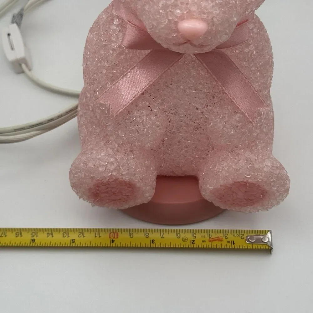 Vintage Y2K Melted Plastic Popcorn Pink Teddy Bear Lamp Night Light Coquette